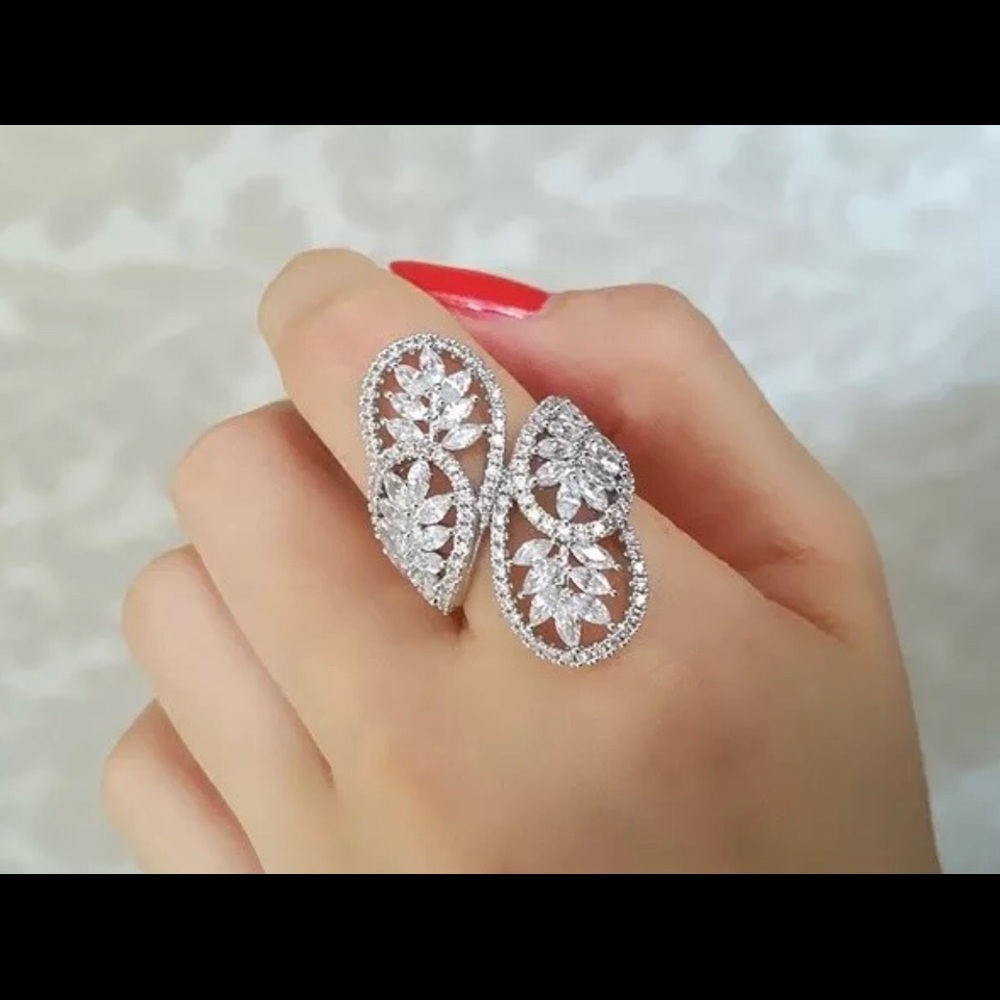 Sterling Silver Filled Leaf Knuckle Ring - image 2